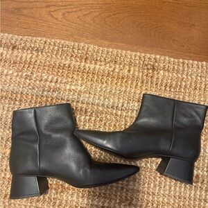 Freda Salvador Black Ankle Booties with Block Heel